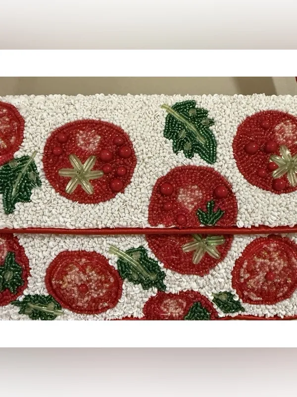 Viral Beaded TOMATO Shoulder handBag Handcrafted India Anthropologie Inspired - Image 3