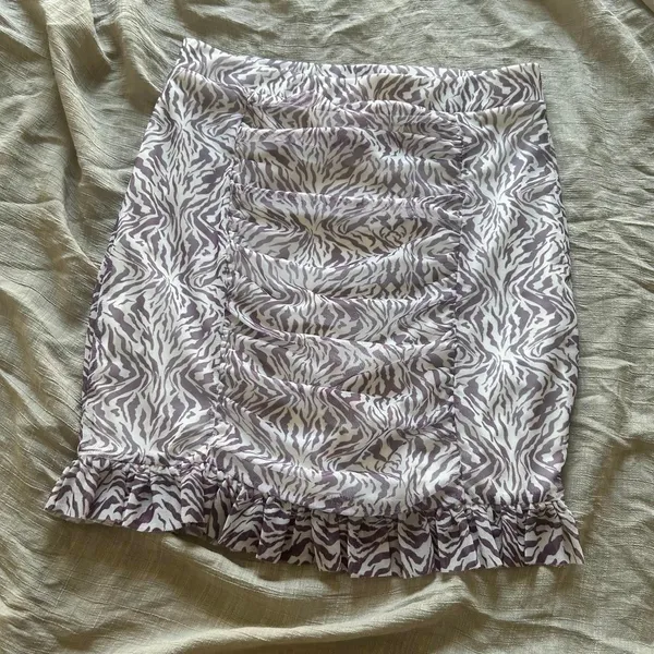 Free People Y2K Zebra Ruffle Ruched Micro Mini Skirt XS nwt - Image 5