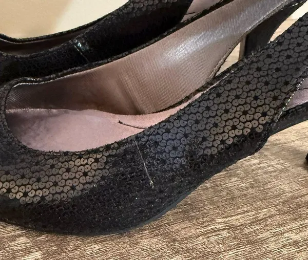 Life Stride Black Slingback Heels Shoes Women’s Size 8.5 Flower Pattern Office - Image 7