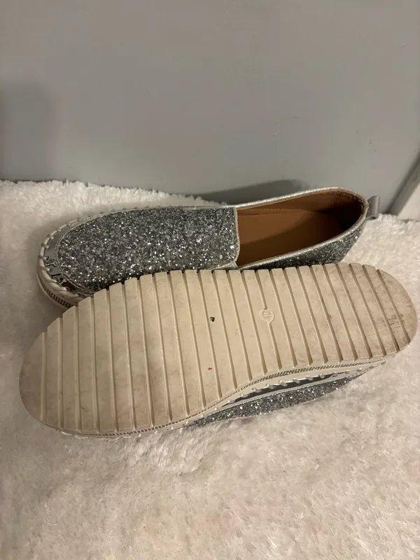 Bling Slip on Party shoes silver Sz. 10 - Image 7