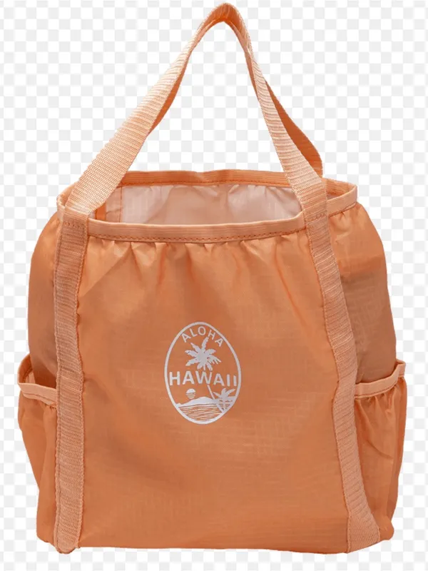 Aloha Hawaii Foldable 2‎ Tote Bag - Gray & Coral - Image 9