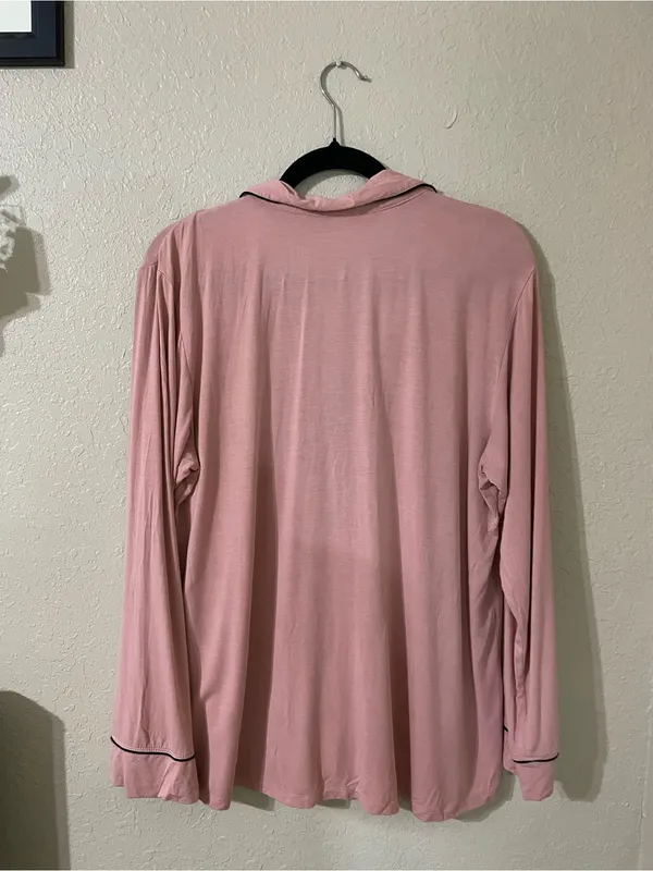 Eberjey Gisele Tencel Modal Pajama PJ Long Sleeve Top Size M Woodrose Black - Image 11