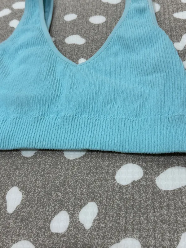 Aerie seamless padded bralette ribbed turquoise vneck tank - Image 3