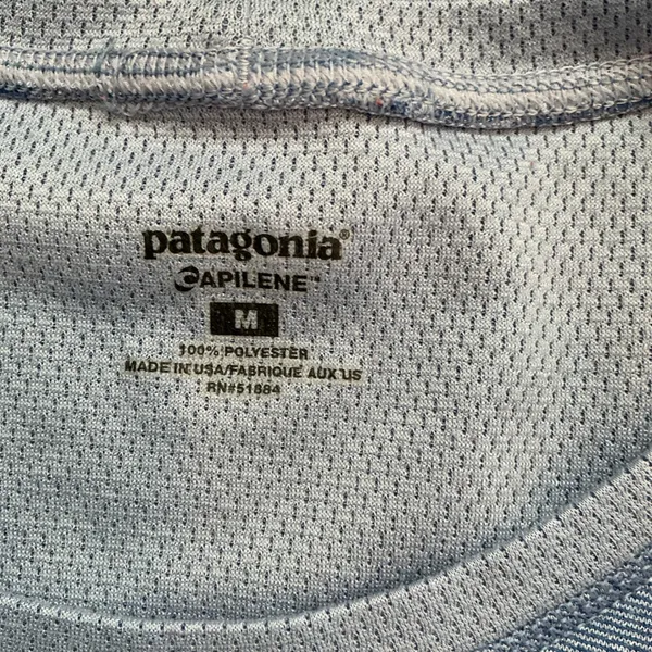 Patagonia Capilene Base Layer Top Blue Long Sleeve Crew Neck Medium Hiking Tee - Image 3