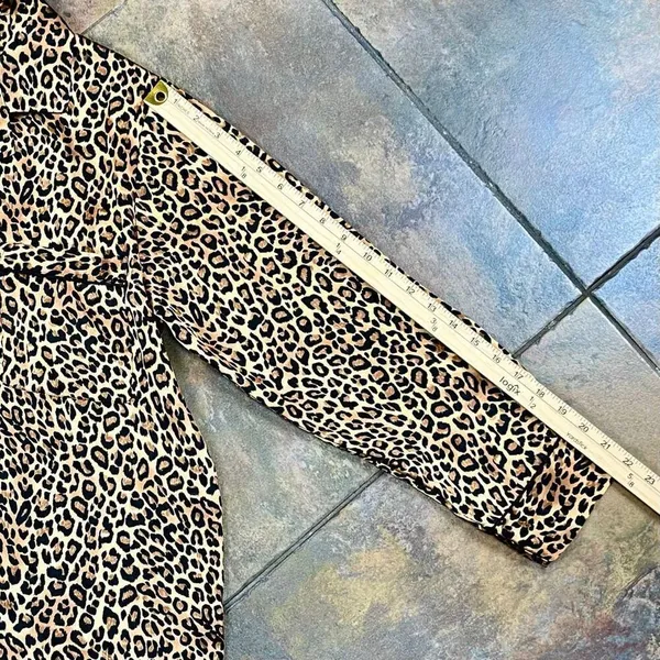 Private Luxury Silky Leopard Animal Print Button Down Shirt Small - Image 6