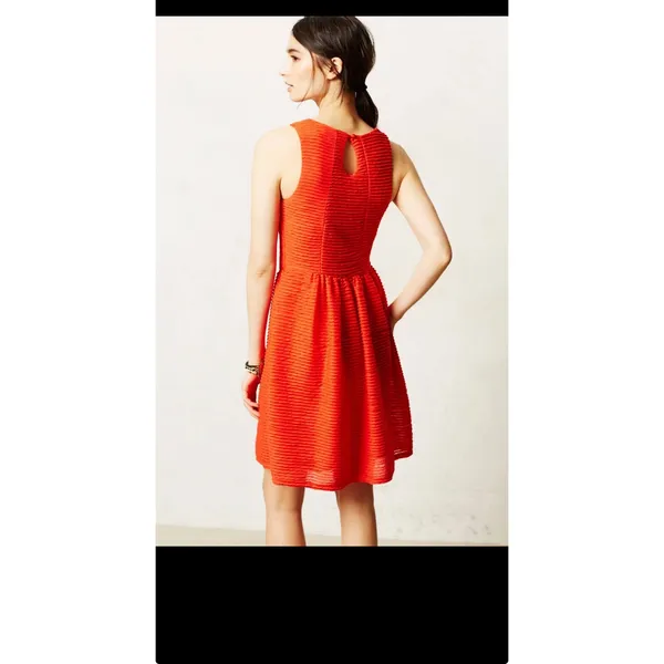 ANTHROPOLOGIE Bordeaux Orange Red Textured Sleeveless Tank Flow Mini Dress S - Image 2