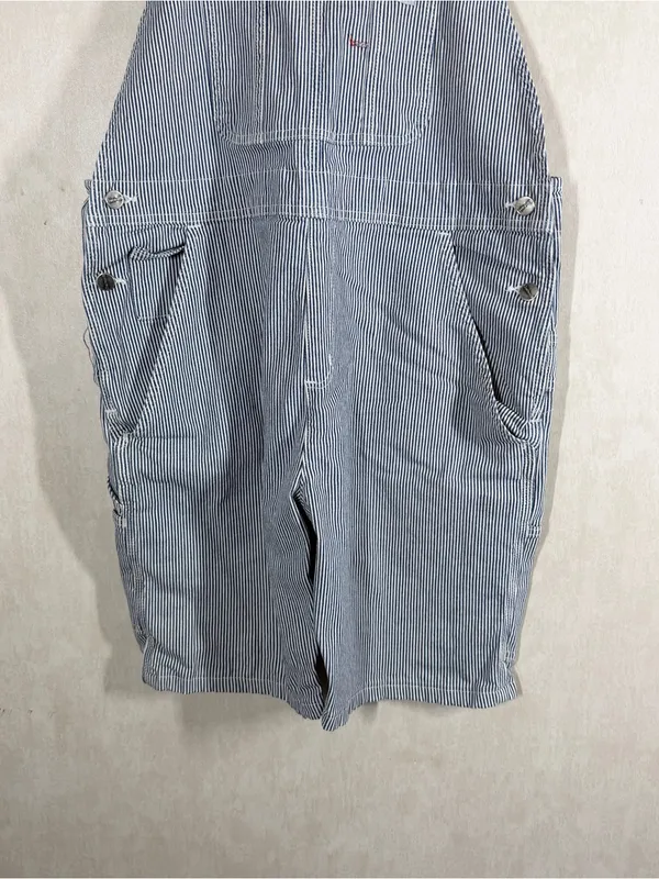 Carhartt Women’s Hickory Stripe Denim Bib Overall Shorts Cotton in Blue White XL - Image 3