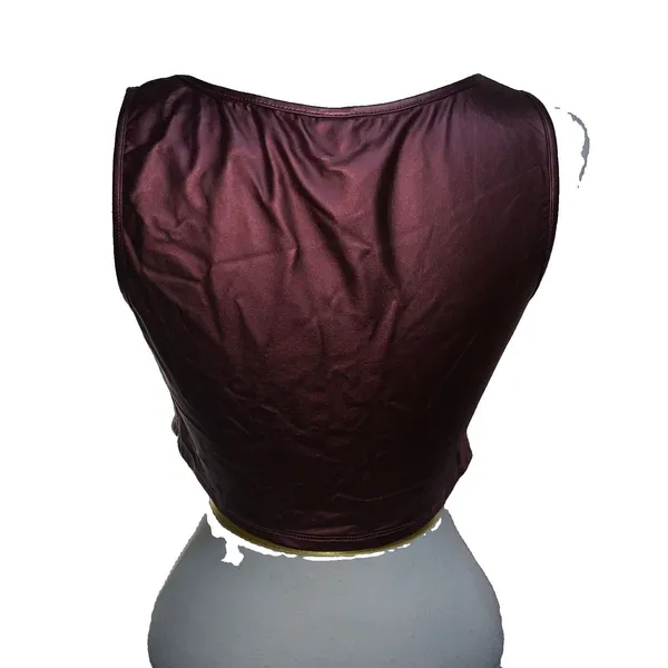 SHEIN Pleather Corset Top Tank Burgundy Metallic Brick Red Large - Image 2