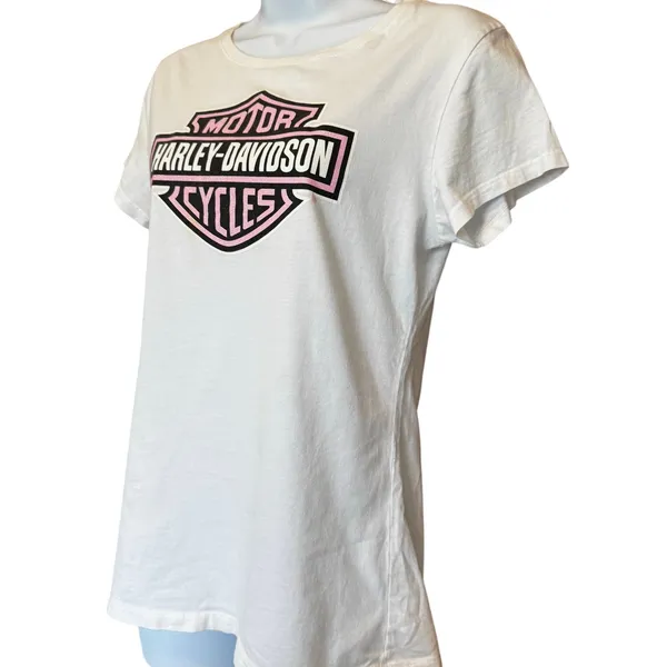 Harley Davidson T-Shirt Women Medium Dragon US 129 Good Glitter Logo Y2K Vintage - Image 3