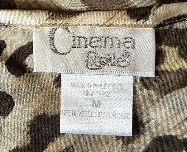 CINEMA ETOILE Leopard Print & Lace Sheer Chemise Lingerie Size Medium - Image 5