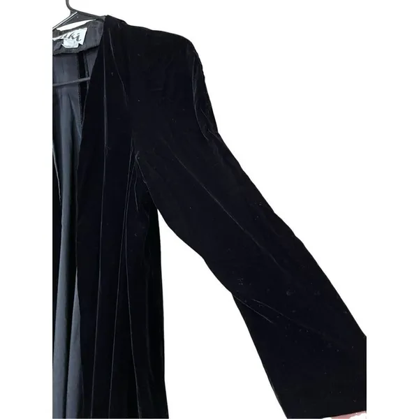Vintage Karen‎ Lucas For Niki Black Velvet Swing Coat Size S - Image 4