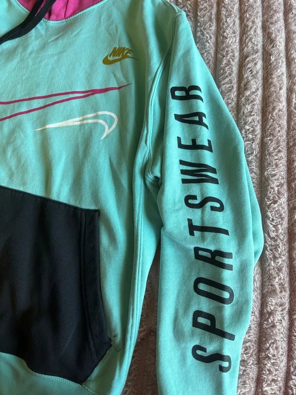 Nike Blue & Pink Hooded Sportswear Pullover - Image 2