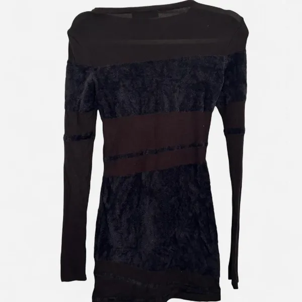 EGO CONTRAST SHEER KNIT FLUFFY Body con mini dress black small - Image 4