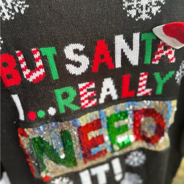 No Boundaries‎ Black Christmas Sweater - Image 3