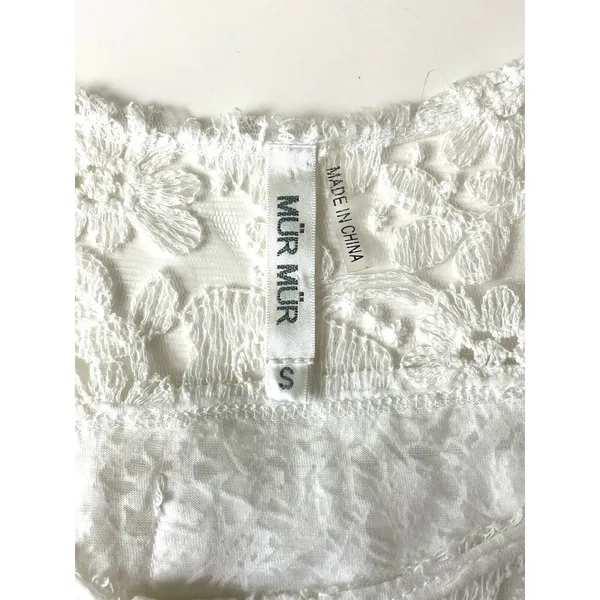 Mur Mur Anthropologie White Burnout Lace Yoke Button Front Top Sheer Size Small - Image 10