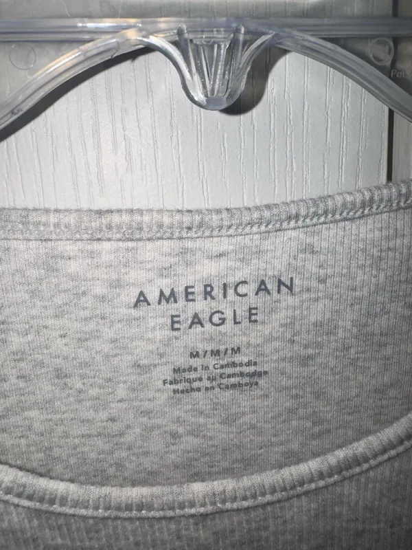 American Eagle Outfitters AE heather Gray high neck daily fave Ribbed Tank Top - Image 3