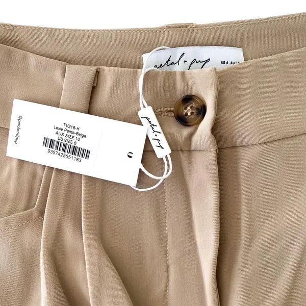 Petal & Pup Beige Tan High Waist Straight Leg Slack Pants Women’s Size 6 Chic - Image 5