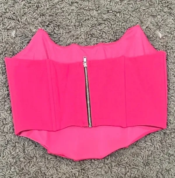 Winwin Hot Pink Cropped Boned Corset Tube Top - Image 2