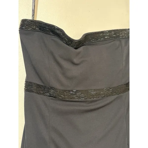 VTG The Limited Y2K Dress Sz S Black Beaded Strapless Empire Waist Party Dress - Image 3