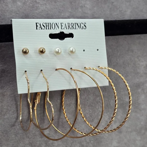 Gold Pearl Hoop Stud Swirl Heart‎ Dangle Fashion Jewelry Earrings NWT JB2-24 - Image 2