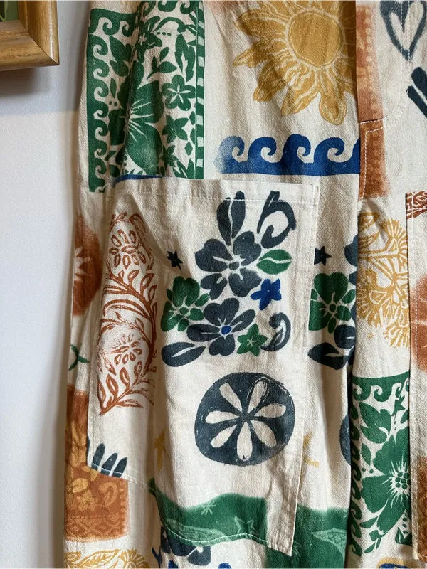 Free People Cotton Seaside Printed Pull On Pants Womens Small Shells Sun Waves - Image 3
