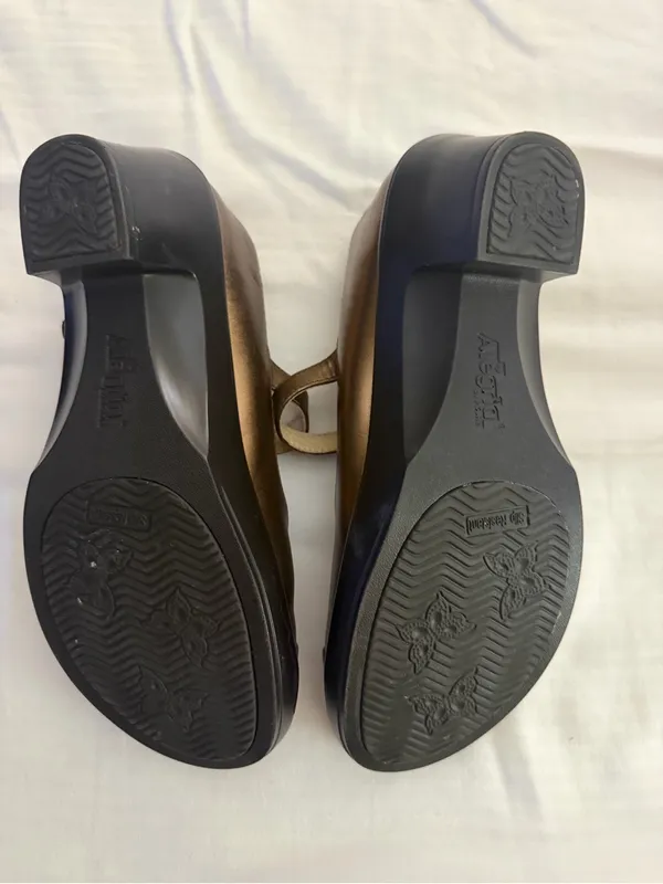 Alegria Bronze Metallic T-Strap Flats - Image 3