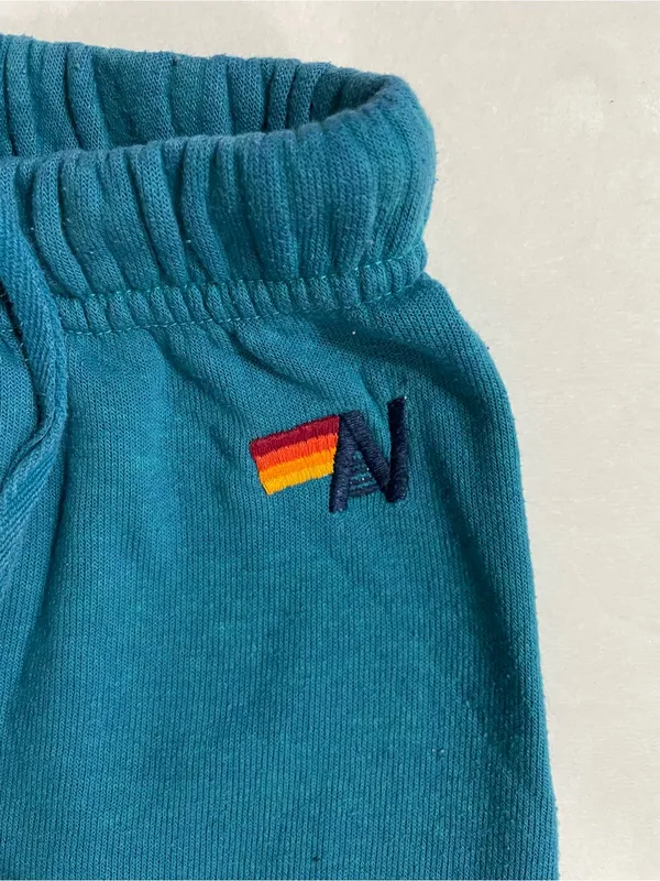 Aviator Nation Logo Sweatpants Lounge with Rainbow Tag Teal Blue Size S - Image 6