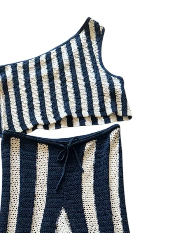 NEW Women Free- est by Free People Joan Fauxchet 2 PCS Set Striped XL Blue White - Image 9