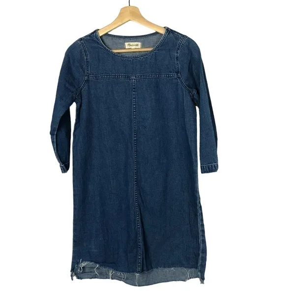 Madewell Denim Step‎ Hem Shift Mini Dress XS - Image 3