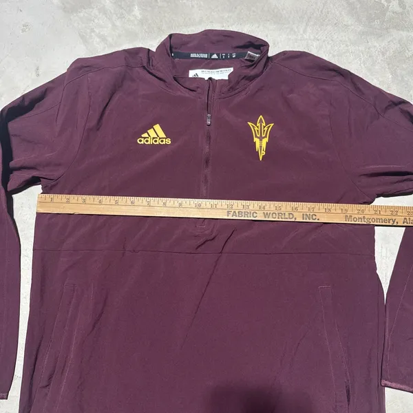 Sun Devils 1/4 Zip Jacket Men's SZ S Red Light Adidas Arizona State NCAA Team - Image 4