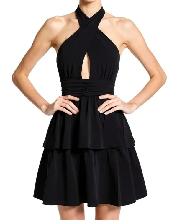 AMANDA UPRICHARD Darby Halter Mini Dress, Black, XS - Image 4