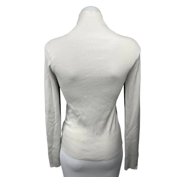 Commense Black White Colorblock Turtleneck Knit Pullover Sweater Top Size M - Image 2