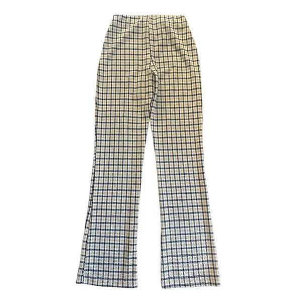 Urban Outfitters -‎ High Rise Kick Flare Pants XS yellow black plaid - Image 3