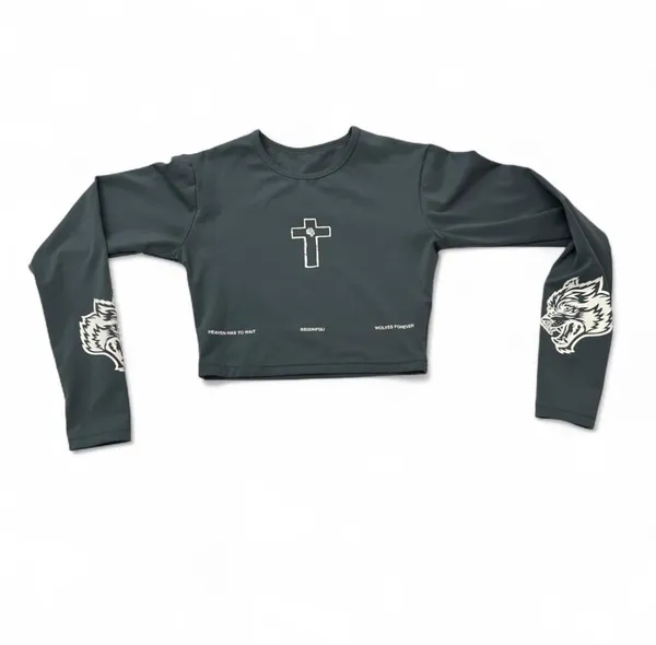 Darc Sport Wolves Crop Top Long Sleeve Size Small 56 of 500 - Image 2
