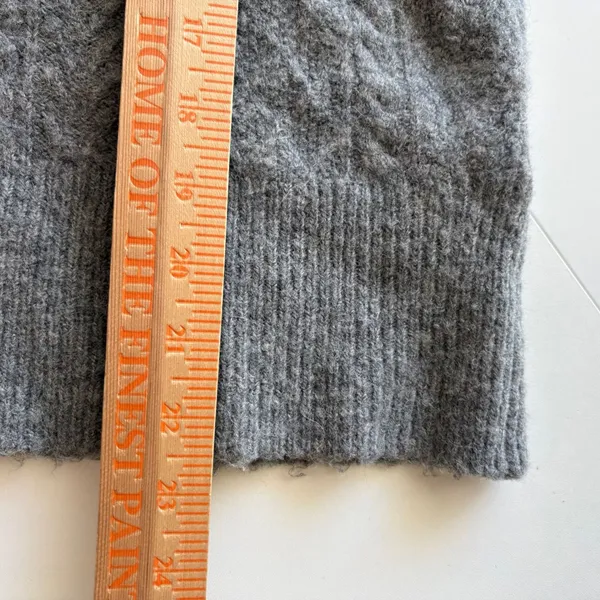 J.Crew Cable Knit Sweater Women Small Grey Merino Alpaca Blend Puff Sleeve BB408 - Image 7