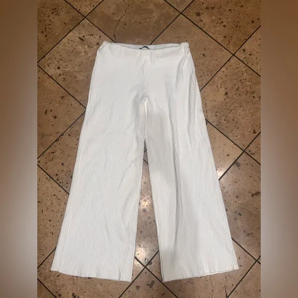 ⭐Zara White Wide-Leg Ribbed Pants - Image 2