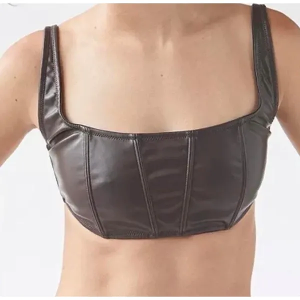 UO Out From Under Brown Vegan Leather Corset Top Bralette‎ Bustier Festival Med - Image 2