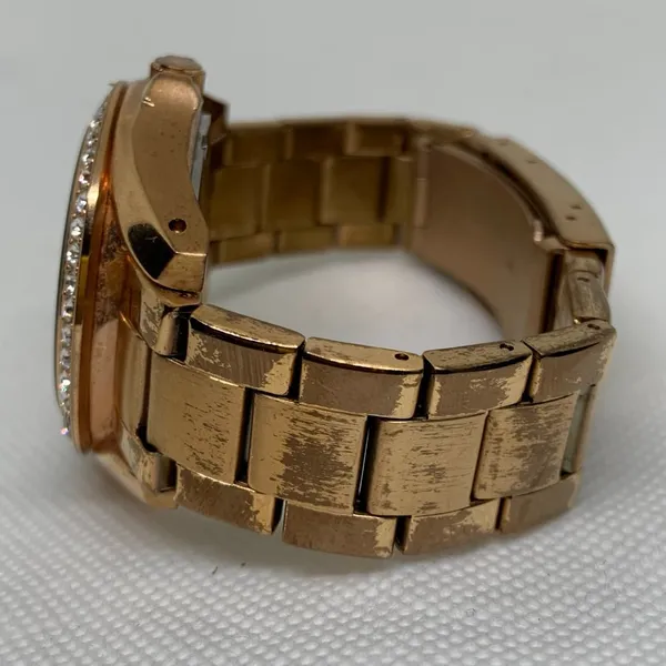 Fossil women watch ES-2811 day date hours rose gold tone 38mm size 6.5” running - Image 3