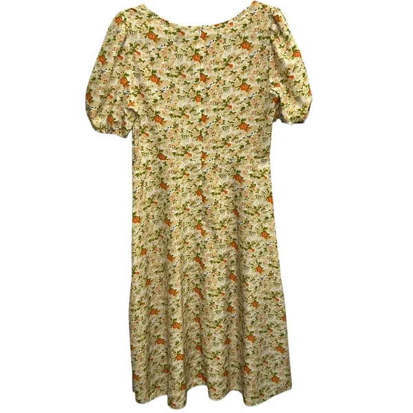 Shein Floral Cottagecore Dress Large Puff Sleeve Square Neck‎ Midi - Image 3