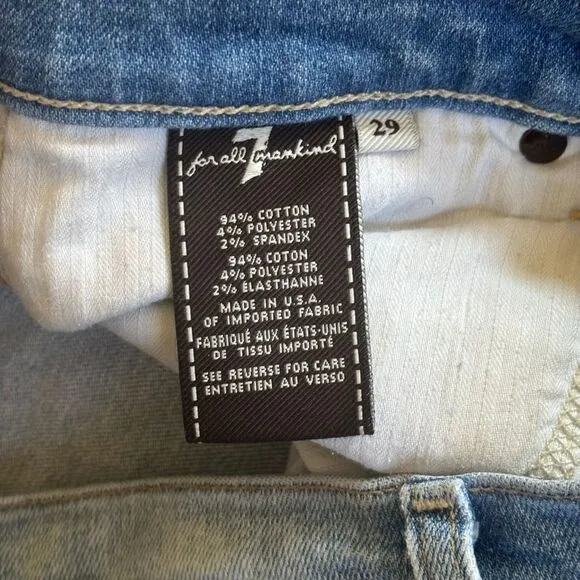 7 For All Mankind Josefina Skinny Boyfriend Distressed Acid Wash Jeans‎ Size 29 Mid Rise - Image 3