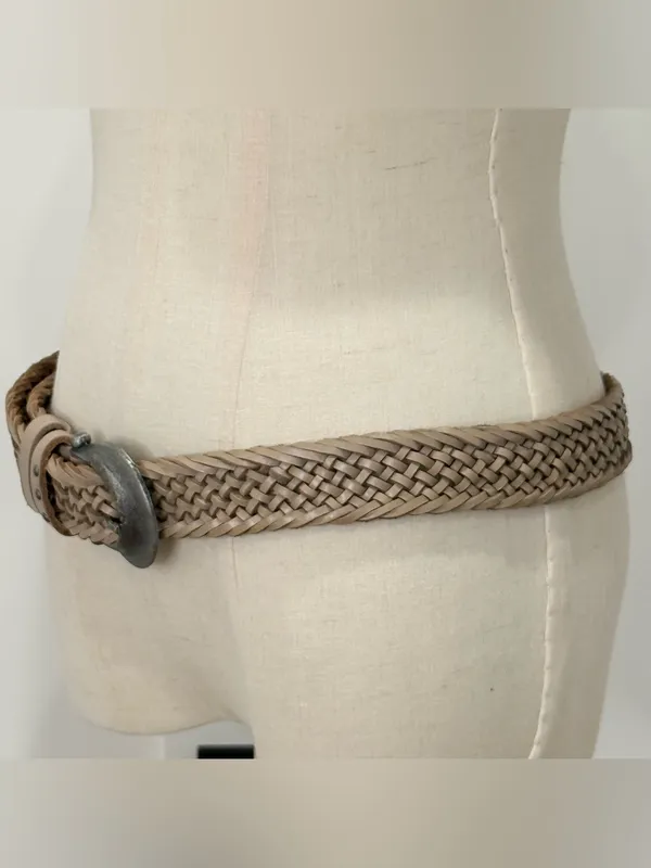Free People We The Free Brix Belt Medium Large Oyster Braided Leather Western - Image 7