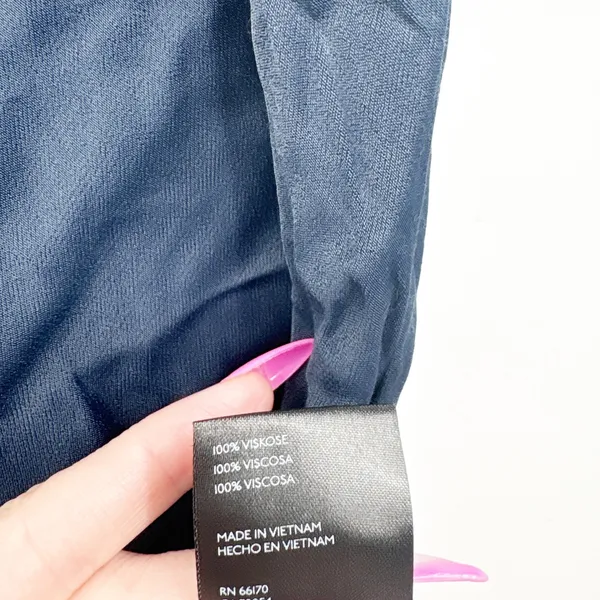 Anthropologie Womens Navy Blue Silky Viscose Minimalist Knee Length Slip Skirt M - Image 3