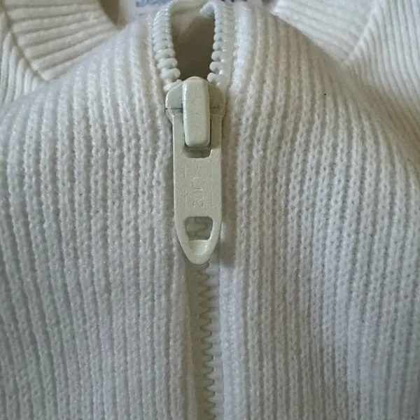 Vintage 80s Lightweight‎ Knit Zip Up Athletic Jacket Oversized Cropped Sz S - Image 3
