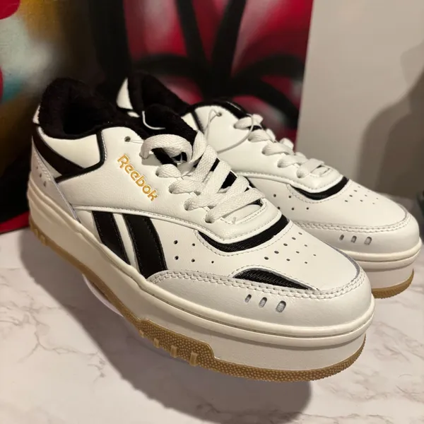Reebok Club C Double Geo Platform Sneakers White Black Gum - Image 2