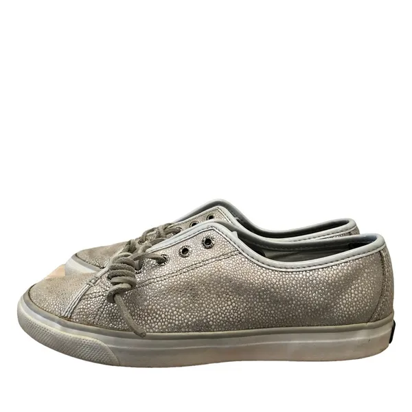 Sperry Seacoast Silver White Metallic Low Top Sneaker 7.5‎ - Image 2