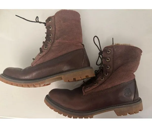 Timberland Women's brown suede colorblock pattern lace up boot size 7.5 - Image 3