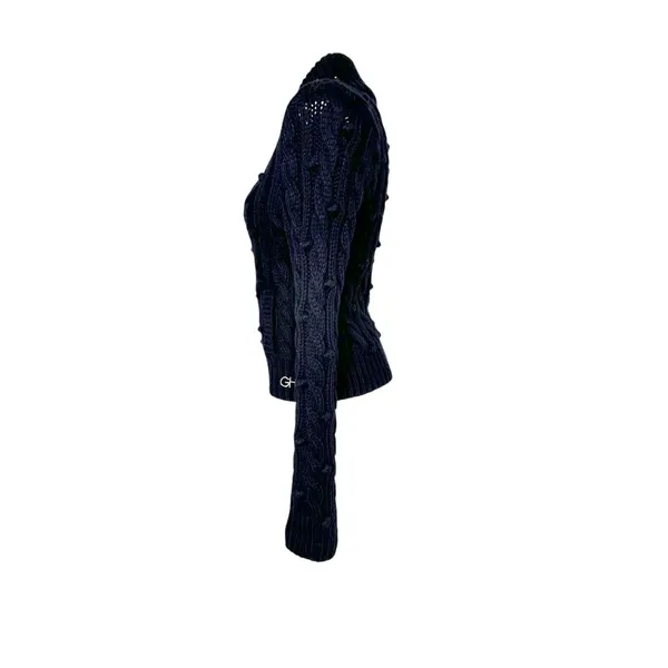 GILLY HICKS Cardigan Womens Blue Button Front Cable Knit Wool Blend‎ Size M Y2K - Image 3