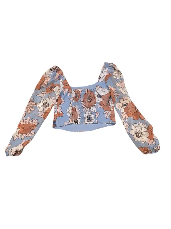 Aritzia Wilfred Grace Bustier Floral Cottage Soft Iris Cropped Poetic Top S - Image 5