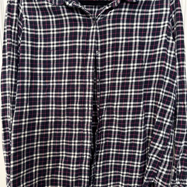 Barbour Birling Shirt Plaid Button Up‎ Navy Pink White Size 10 - Image 3