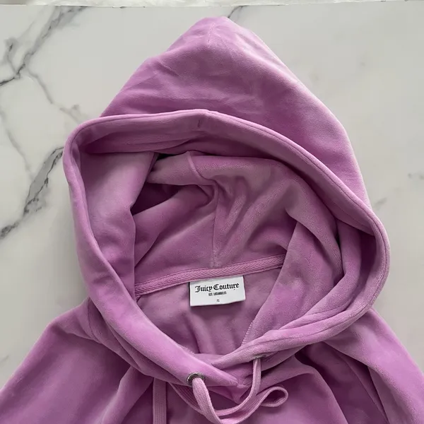 Juicy Couture OG Big Bling Crystal Logo Hoodie Jacket Pink Sz Small - Image 7